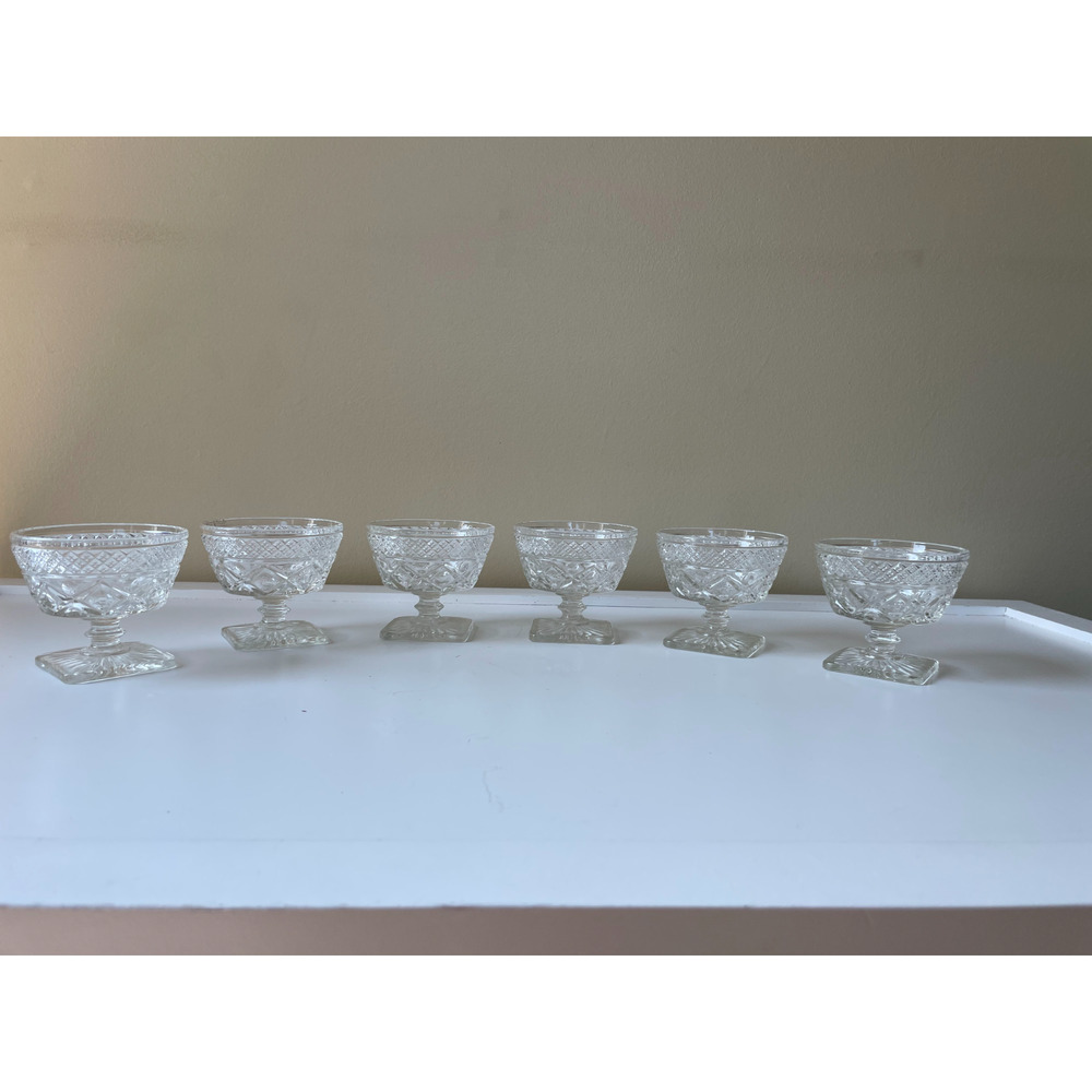 6 Imperial Cape Cod Dessert Sherbet Clear Glasses Low 1602 + 160 w Wafer Stem